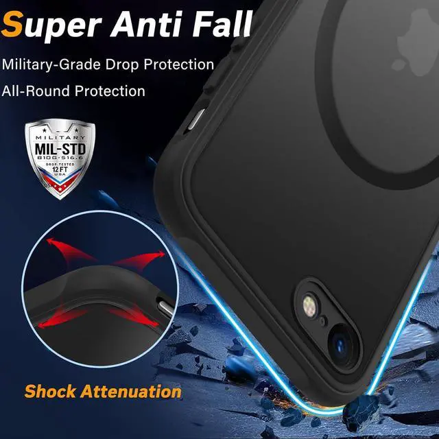 Alt view image 3 of 7 - Magnetic for iPhone SE Case 2022/3rd/2020/2nd gen iPhone 8 & iPhone 7 [Compatible with Magsafe] Shockproof Slim Translucent Matte Protective Phone Case Black