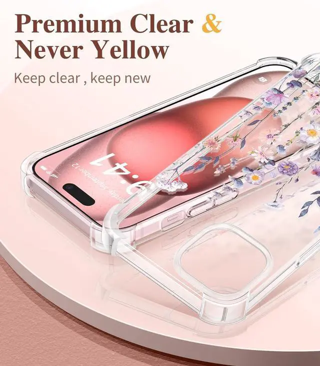 Alt view image 3 of 7 - for iPhone 15 Case [3 in 1] with Screen Protector & Camera Lens Protector Clear Soft Shockproof Slim Fit Floral Phone Cover for Women Girls 2023 6.1 (Floratopia/Colorful)
