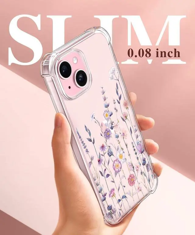 Alt view image 6 of 7 - for iPhone 15 Case [3 in 1] with Screen Protector & Camera Lens Protector Clear Soft Shockproof Slim Fit Floral Phone Cover for Women Girls 2023 6.1 (Floratopia/Colorful)