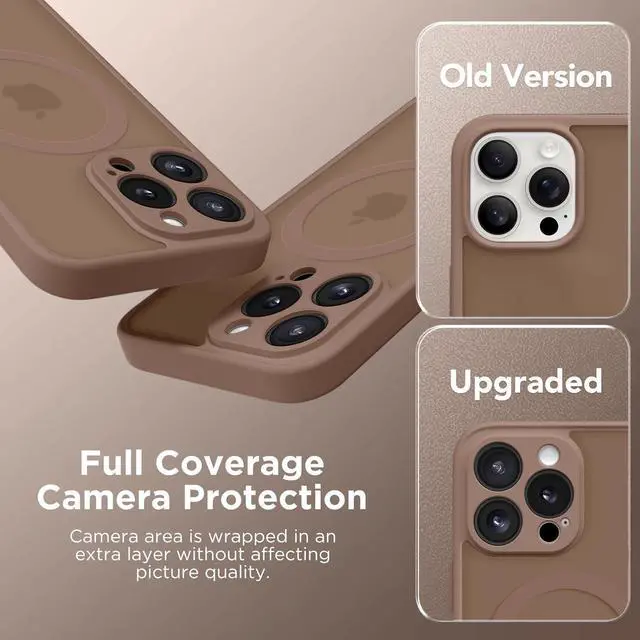 Alt view image 6 of 7 - Magnetic for iPhone 15 Pro Case [Compatible with MagSafe] [Full Camera Protection] Shockproof Protective Slim Translucent Matte Phone Case for iPhone 15 Pro 6.1 Brown