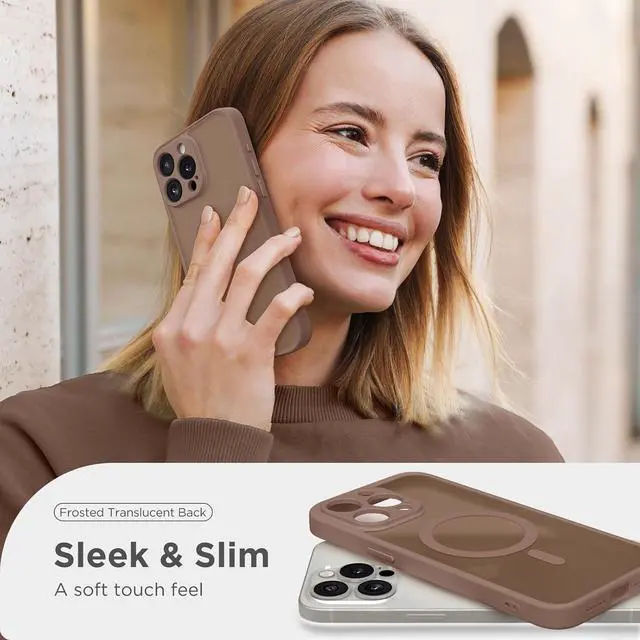 Alt view image 7 of 7 - Magnetic for iPhone 15 Pro Case [Compatible with MagSafe] [Full Camera Protection] Shockproof Protective Slim Translucent Matte Phone Case for iPhone 15 Pro 6.1 Brown