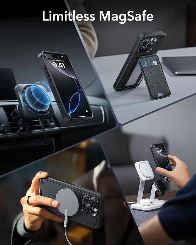 Alt view image 6 of 7 - for iPhone 16 Pro Case 23 ft Military-Grade Drop Protection with Camera Control Button Heavy Duty Magnetic Phone Case Compatible with MagSafe Accessories Cyber Series Black