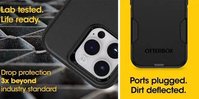 Alt view image 5 of 7 - iPhone 16e iPhone 15 iPhone 14 and iPhone 13 Commuter Series Case - MagSafe Edition - Black Slim & Tough Pocket-Friendly with Port Protection