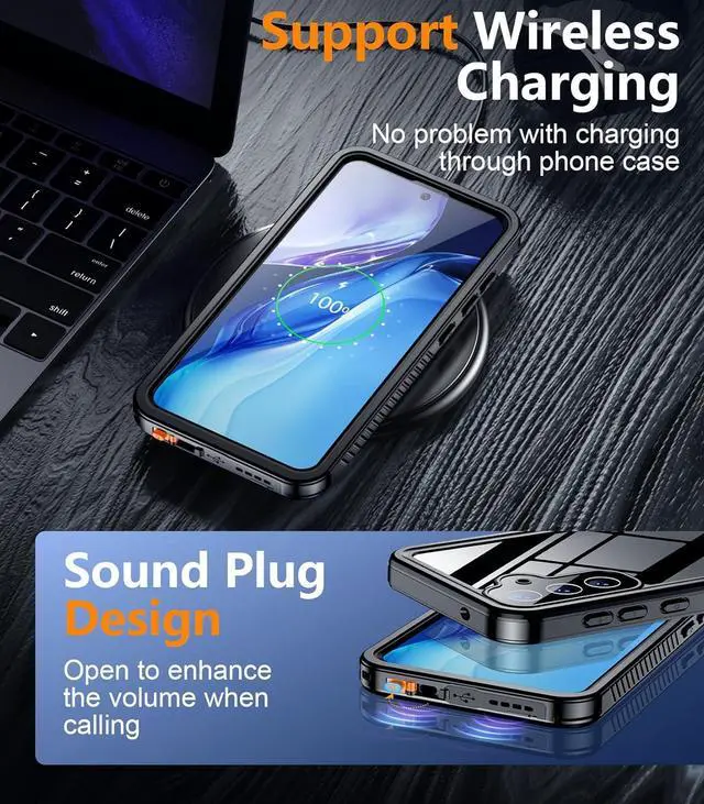 Alt view image 6 of 7 - Designed for  Galaxy S25 Plus Case Waterproof Built-in Lens & Screen Protector Military Shockproof Dropproof IP68 Underwater Full Body Phone Case for Galaxy S25 Plus 5G 6.7-Black(2025)