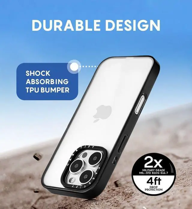 Alt view image 5 of 7 - Compact Case for iPhone 14 Pro [Lightweight / 4 ft. 2X Military Grade Drop Protection/Slim] - Hypnotic Marble Rainbow - Clear Black