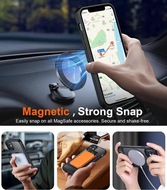 Alt view image 5 of 7 - Magnetic Compatible with iPhone 11 Case [Built-in Invisible Kickstand][Compatible with MagSafe] [Military Grade Shockproof] Slim Translucent Matte Phone Case for iPhone 11 6.1