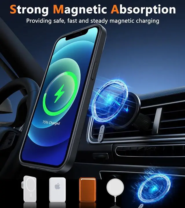 Alt view image 4 of 7 - for iPhone 13 Mini Case: iPhone 12 Mini Magnetic Matte Military Grade Drop Protection Translucent Cell Phone Cover - Slim Rugged Durable Shockproof Bumper Case