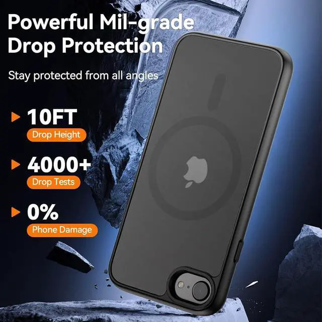 Alt view image 4 of 7 - Hualele Magnetic for iPhone SE Case 2022/3rd/2020/2nd gen iPhone 8/7 Case Compatible with MagSafe Military Grade Dropproof Translucent Matte Hard Back Soft Edge Slim Protective Phone Case Black