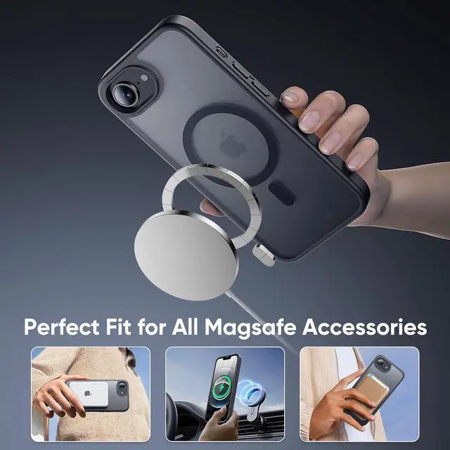 Alt view image 3 of 6 - Compatible with iPhone 16e Bumper case Fits MagSafe 10FT Drop Resistant Matte Skin Feeling Shockproof Back Cover Fits iPhone se 4 Phone Cases 6.1 Black