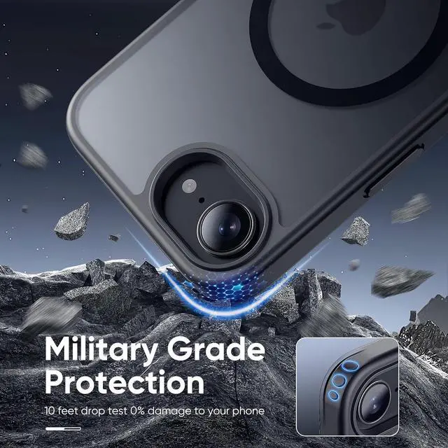 Alt view image 4 of 6 - Compatible with iPhone 16e Bumper case Fits MagSafe 10FT Drop Resistant Matte Skin Feeling Shockproof Back Cover Fits iPhone se 4 Phone Cases 6.1 Black