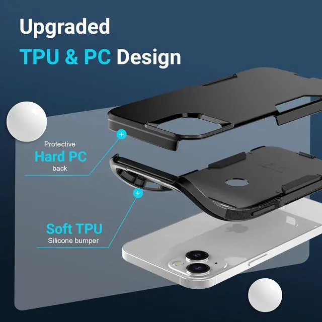 Alt view image 5 of 7 - for iPhone 14 Case [Heavy Duty Protection][Military Grade Drop Protection][Shockproof] with Non-Slip Removable Phone Case 6.1-Black