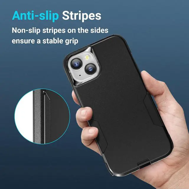 Alt view image 7 of 7 - for iPhone 14 Case [Heavy Duty Protection][Military Grade Drop Protection][Shockproof] with Non-Slip Removable Phone Case 6.1-Black