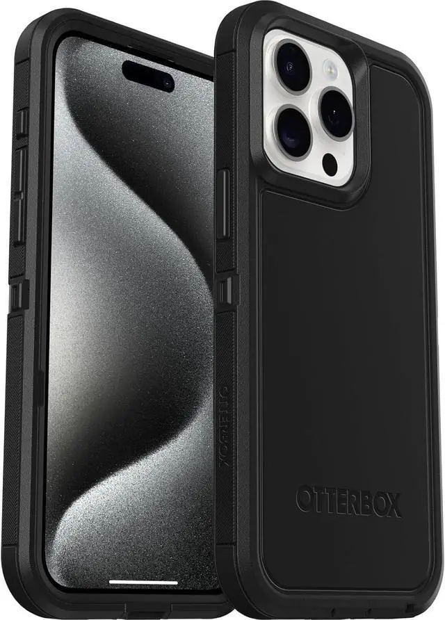 Alt view image 6 of 6 - iPhone 15 Pro MAX (Only) Defender Series XT Case - Black screenless Rugged Snaps to MagSafe Lanyard Attachment