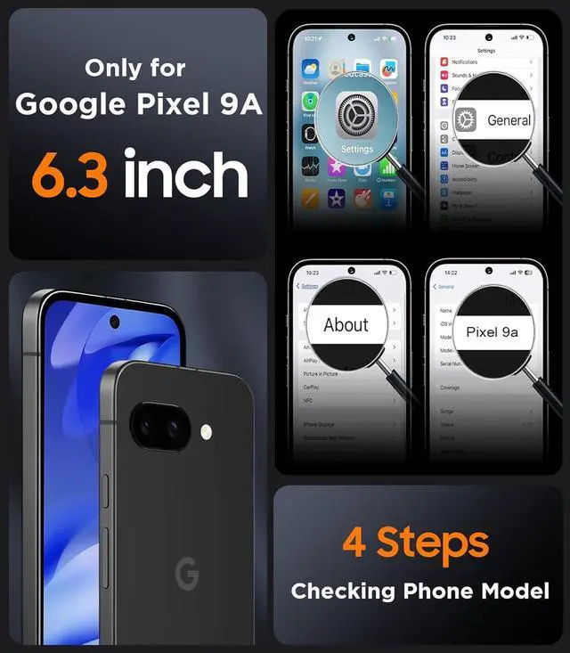 Alt view image 2 of 7 - Magnetic for Google Pixel 9A Case Military Grade Drop Protection Slim Translucent Matte Shockproof Anti-Fingerprint Phone Case for Pixel 9A Black
