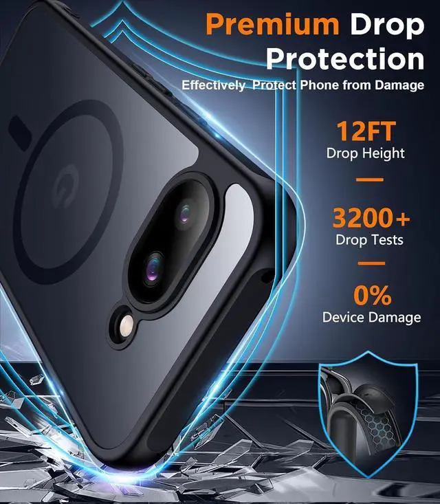 Alt view image 3 of 7 - Magnetic for Google Pixel 9A Case Military Grade Drop Protection Slim Translucent Matte Shockproof Anti-Fingerprint Phone Case for Pixel 9A Black