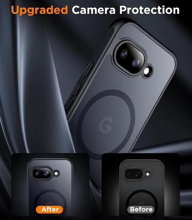 Alt view image 5 of 7 - Magnetic for Google Pixel 9A Case Military Grade Drop Protection Slim Translucent Matte Shockproof Anti-Fingerprint Phone Case for Pixel 9A Black