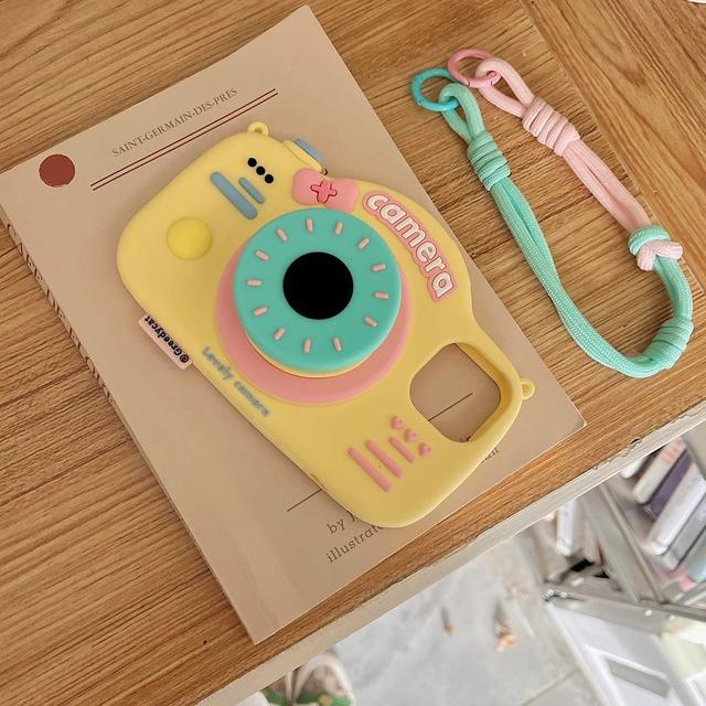 Alt view image 3 of 7 - Case for iPhone 16 Funny 3D Cartoon Retro Camera Phone Case with Bracket &Wristband Cute Kawaii Phone Cases Soft Silicone Shockproof Protector Women Girls for iPhone 16