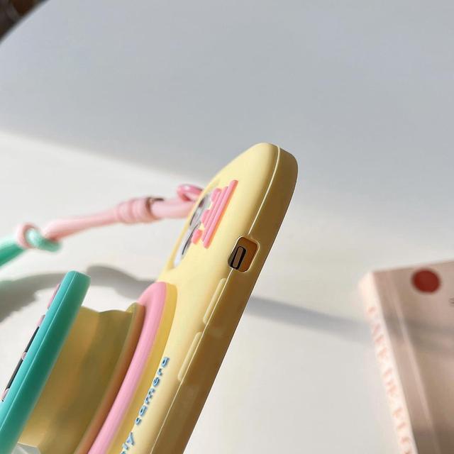 Alt view image 6 of 7 - Case for iPhone 16 Funny 3D Cartoon Retro Camera Phone Case with Bracket &Wristband Cute Kawaii Phone Cases Soft Silicone Shockproof Protector Women Girls for iPhone 16