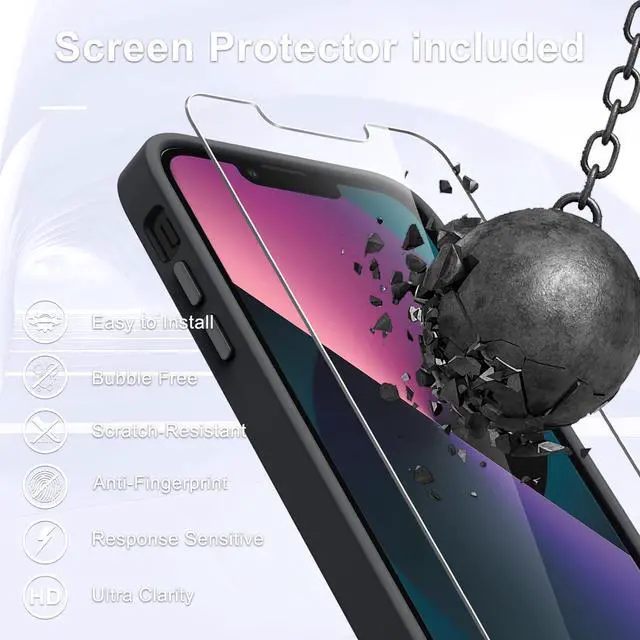 Alt view image 7 of 7 - for iPhone 14 Case iPhone 13 Case with 1 Screen Protector Matte Magnetic Slim Phone Cover Support for Magsafe Shockproof Protection Translucent Frosted Back Black