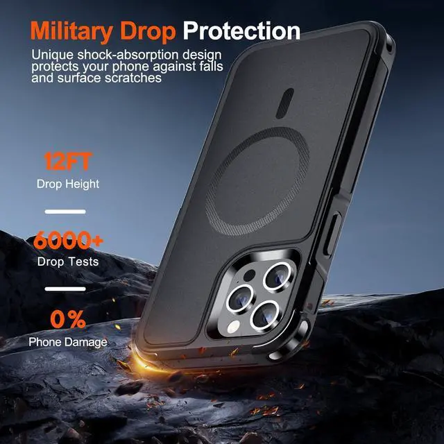 Alt view image 4 of 7 - Magnetic for iPhone 12 Pro Max Case [Compatible with MagSafe][10 FT Military Grade Drop Protection] [Dual Layer Structure Protection] Heavy Duty Full-Body Shockproof Phone Case Black