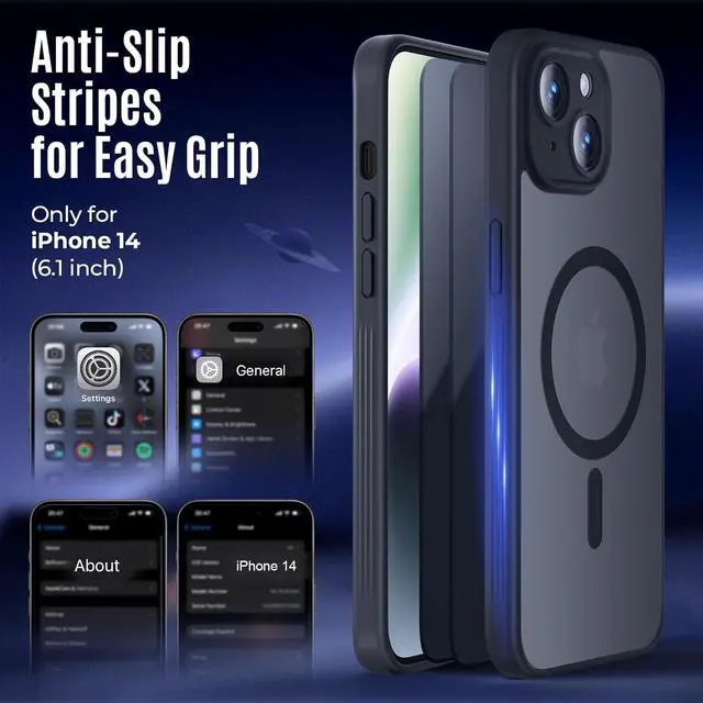 Alt view image 6 of 6 - Designed for iPhone 14 Case Compatible with MagSafe with Privacy Screen Protectors X2 [Camera Protection] [15FT Military Drop Protection] Shockproof Phone Case 6.1 Black