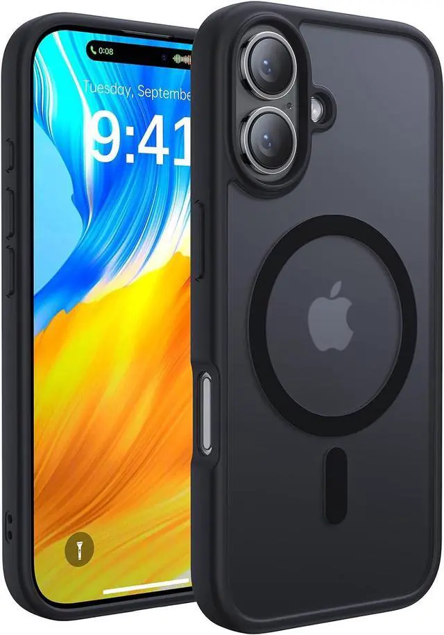 Main image of Magnetic for iPhone 16 Case [Compatible with MagSafe][Military Grade Drop Protection] Anti-Fingerprint Translucent Matte Shockproof Protective Case for iPhone 16 Phone Case 6.1 Black