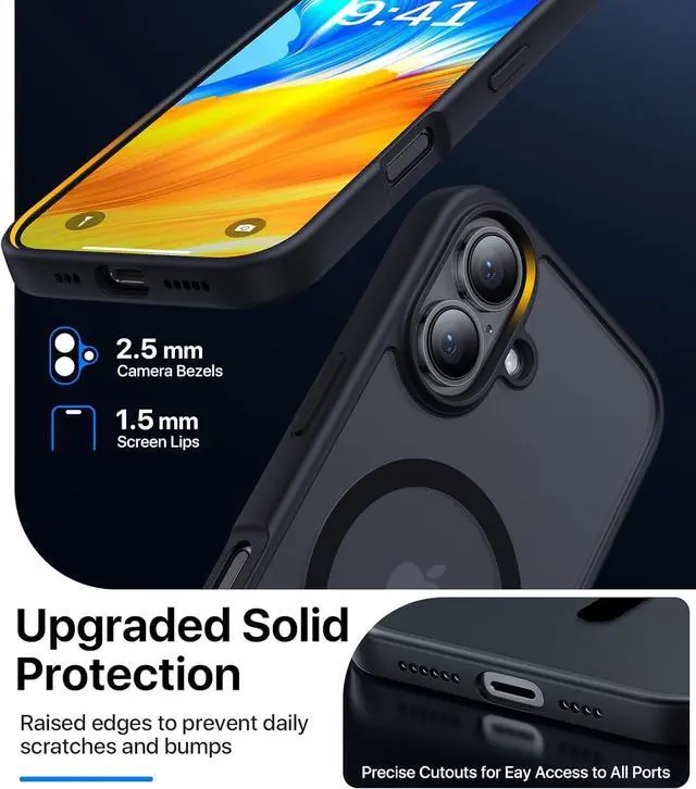 Alt view image 4 of 6 - Magnetic for iPhone 16 Case [Compatible with MagSafe][Military Grade Drop Protection] Anti-Fingerprint Translucent Matte Shockproof Protective Case for iPhone 16 Phone Case 6.1 Black