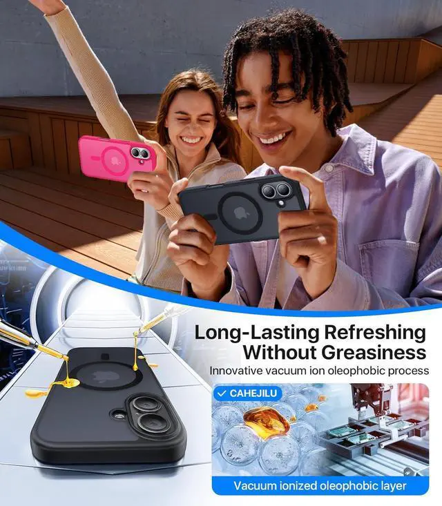 Alt view image 5 of 6 - Magnetic for iPhone 16 Case [Compatible with MagSafe][Military Grade Drop Protection] Anti-Fingerprint Translucent Matte Shockproof Protective Case for iPhone 16 Phone Case 6.1 Black