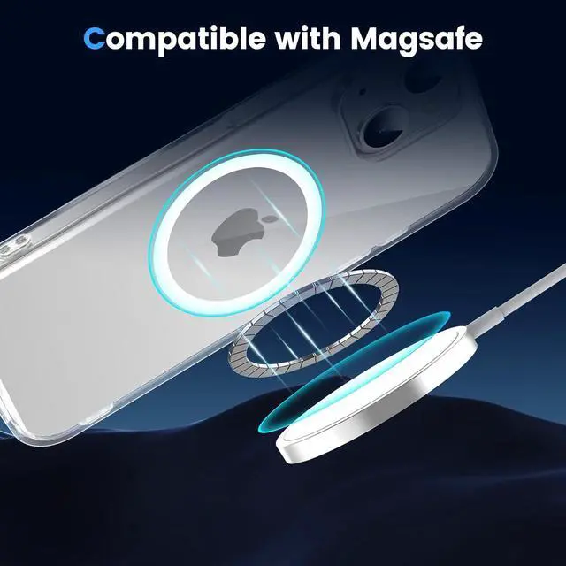 Alt view image 3 of 7 - for iPhone 13 Mini Case Clear [Compatible with Magsafe][Anti-Yellowing][Military-Grade Protection] Shockproof Slim Phone Case for iPhone 13 Mini 5.4 inch Clear