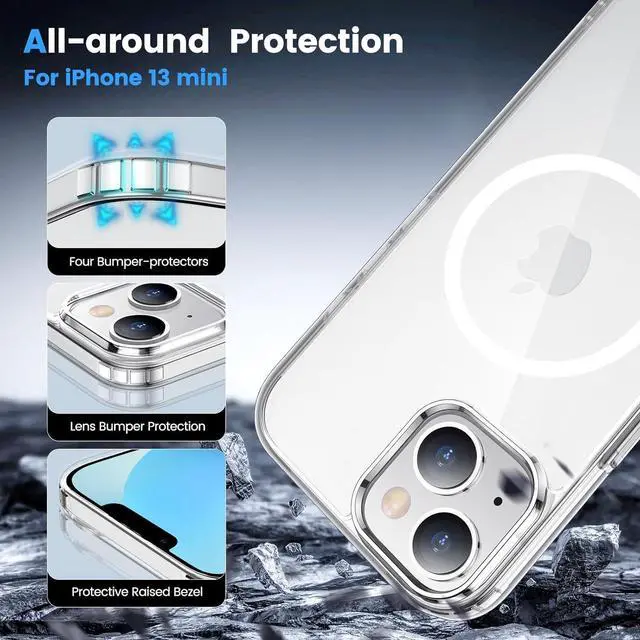 Alt view image 4 of 7 - for iPhone 13 Mini Case Clear [Compatible with Magsafe][Anti-Yellowing][Military-Grade Protection] Shockproof Slim Phone Case for iPhone 13 Mini 5.4 inch Clear
