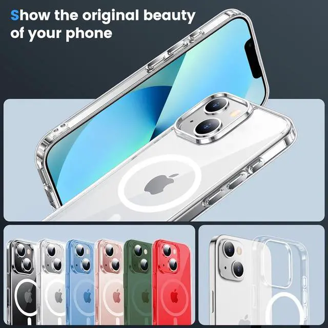 Alt view image 7 of 7 - for iPhone 13 Mini Case Clear [Compatible with Magsafe][Anti-Yellowing][Military-Grade Protection] Shockproof Slim Phone Case for iPhone 13 Mini 5.4 inch Clear