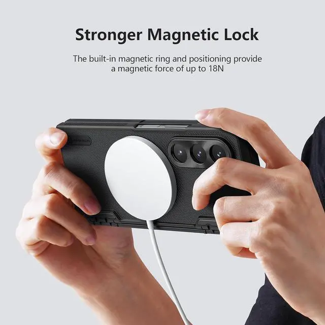 Alt view image 3 of 7 - for  Galaxy Z Fold 6 Magnetic Case with Screen Protector [Compatible with MagSafe][Hinge Protection] Frosted Texture Slim Fit Protective Phone Case for Galaxy Z Fold 6 Case Black