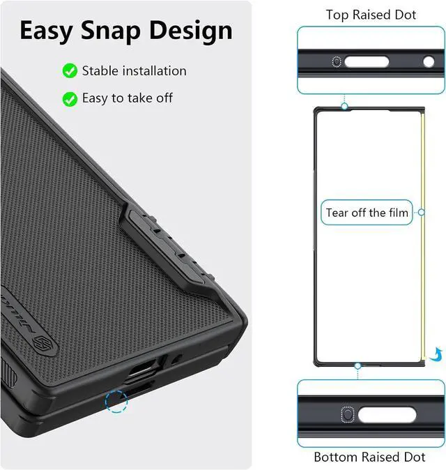 Alt view image 4 of 7 - for  Galaxy Z Fold 6 Magnetic Case with Screen Protector [Compatible with MagSafe][Hinge Protection] Frosted Texture Slim Fit Protective Phone Case for Galaxy Z Fold 6 Case Black