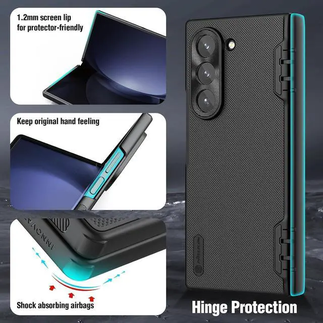 Alt view image 5 of 7 - for  Galaxy Z Fold 6 Magnetic Case with Screen Protector [Compatible with MagSafe][Hinge Protection] Frosted Texture Slim Fit Protective Phone Case for Galaxy Z Fold 6 Case Black