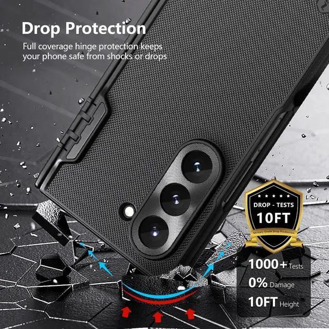 Alt view image 7 of 7 - for  Galaxy Z Fold 6 Magnetic Case with Screen Protector [Compatible with MagSafe][Hinge Protection] Frosted Texture Slim Fit Protective Phone Case for Galaxy Z Fold 6 Case Black