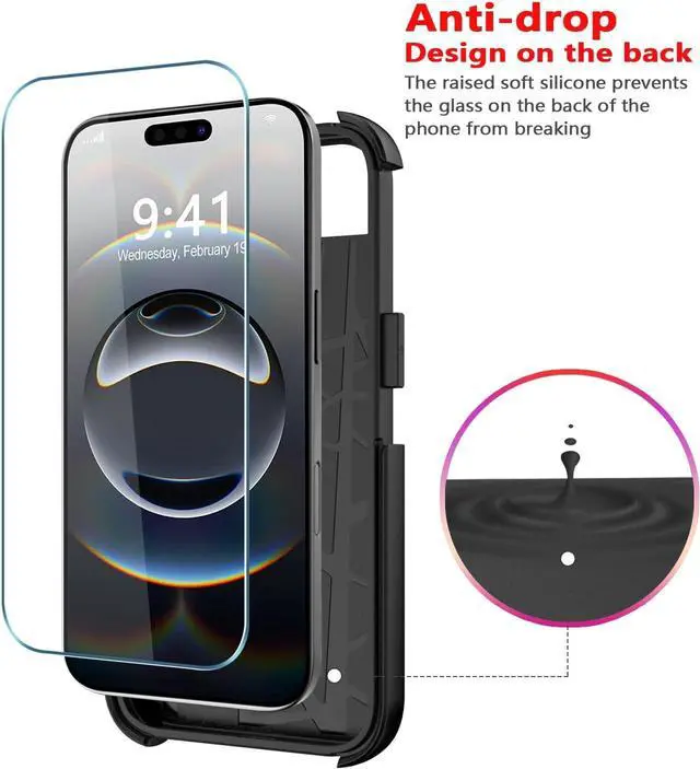 Alt view image 5 of 7 - for iPhone 16e Case [Compatible with MagSafe] [Shockproof] [Dropproof] [with Screen Protector ] Heavy Duty Protection Phone Case Cover for  iPhone 16e 2025 6.1 inch (Black)