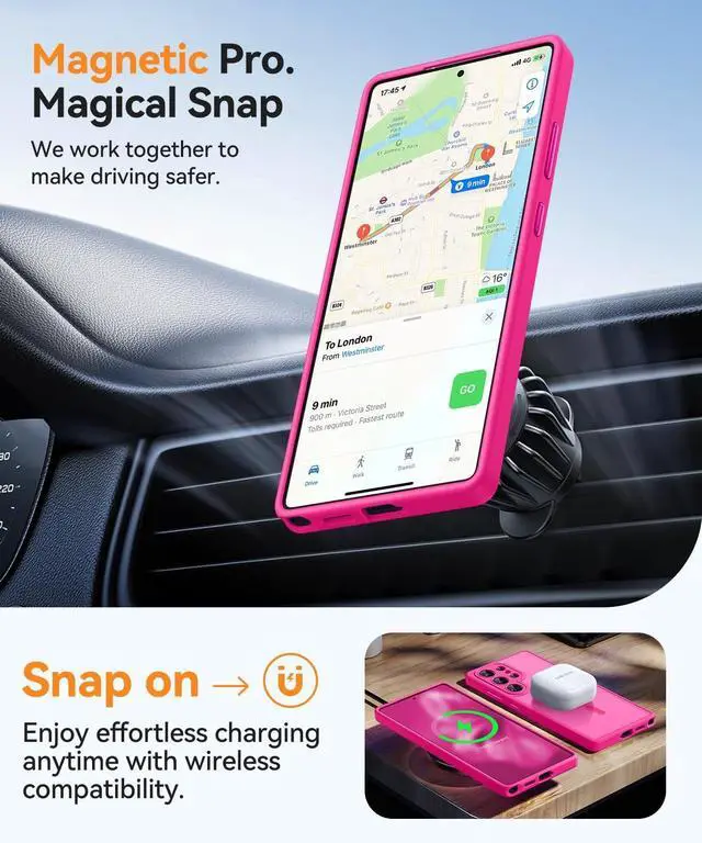 Alt view image 5 of 7 - Designed for  Galaxy S25 Ultra Case (2025) [Full Camera Protection] [Compatible with Magsafe] Translucent Matte Back Protective Phone Cover Hot Pink