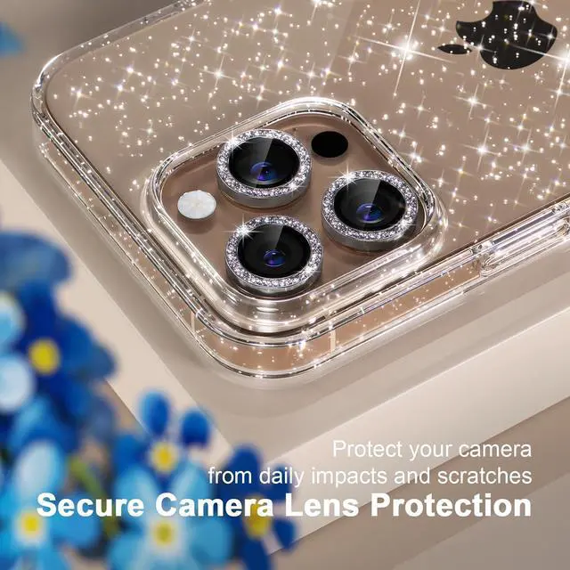 Alt view image 4 of 7 - Compatible for iPhone 16 Pro Max Case Women Cute Clear Glitter Bling Sparkly Case [3 x Diamond Camera Lens Protectors] [2 x Tempered Glass Screen Protectors] 6.9-inch (Glitter Clear)