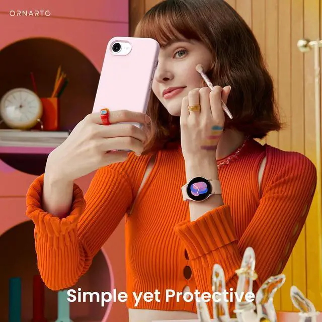 Alt view image 6 of 7 - Compatible with iPhone 16e Case 6.1(2025) Liquid Silicone 3 Layers Full Covered Soft Gel Rubber Phone Case Shockproof Protective Cover with Anti-Scratch Microfiber Lining-Chalk Pink