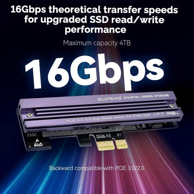 Alt view image 2 of 7 - PCIe NVMe Adapter with Aluminum Heatsink M.2 PCIe Adapter Supports PCI-Express X1 X4 X8 X16 Slots NVMe PCIe Card Low Profile Bracket Max 4TB Support 2230 2242 2260 2280 SSD