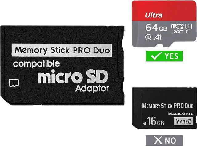 Alt view image 3 of 7 - Memory Stick Adapter for PSP Micro SD to Memory Stick PRO Duo MagicGate Card Compatible with Camera Handycam Cell Phone & PSP 1000/2000/3000