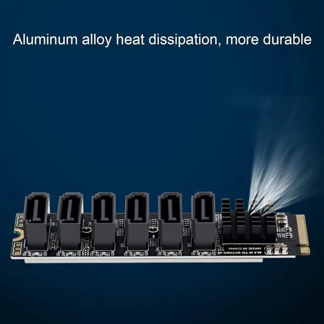 Alt view image 3 of 7 - M.2 to SATA3.0 Adapter Card M.2 M-Key PCIE3.0 to SATA Adapter ASM1166 6Gbps 6 Port Expansion Card with Smart Indicator