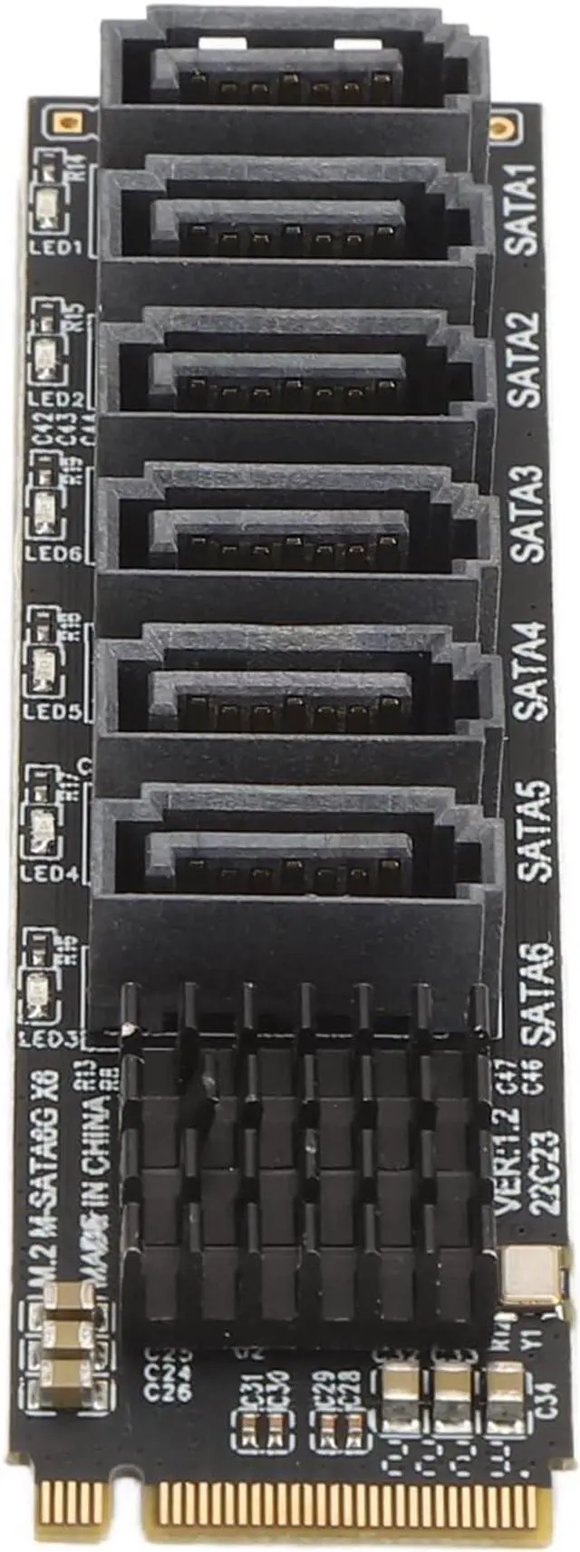 Alt view image 7 of 7 - M.2 to SATA3.0 Adapter Card M.2 M-Key PCIE3.0 to SATA Adapter ASM1166 6Gbps 6 Port Expansion Card with Smart Indicator
