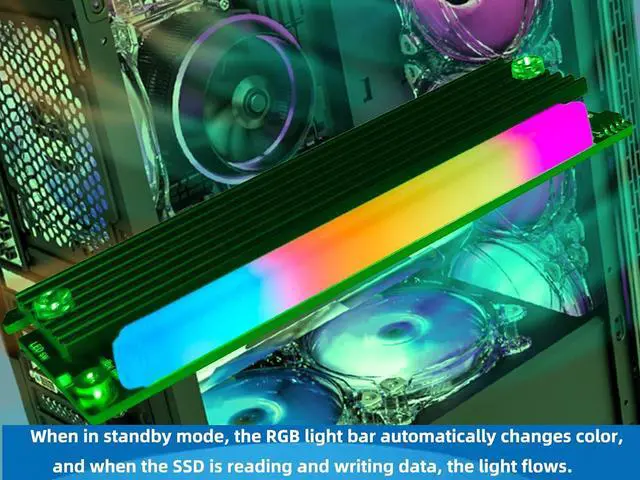 Alt view image 2 of 7 - M.2 PCIe NVMe Adapter SSD Expansion Card with RGB Light Bar and Aluminum Heatsink Solution Supports PCI-Express 3.0 4.0 and X4 X8 X16 Slots.