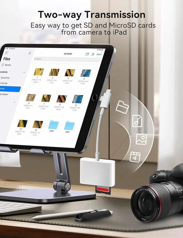 Alt view image 4 of 7 - SD Card Reader for iPhone USB C & Lightening Dual Connectors SD Card Adapter Plug&Play for microSD SD Cards or USB-A USB-C Trail Camera Memory Reader Supports iPhone 15 16 Mac MacBook iPad