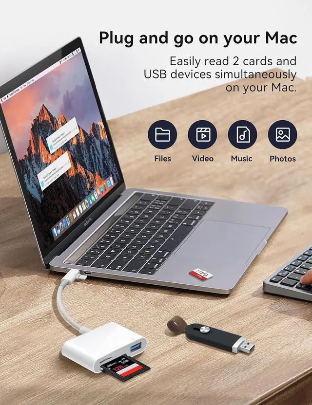 Alt view image 6 of 7 - SD Card Reader for iPhone USB C & Lightening Dual Connectors SD Card Adapter Plug&Play for microSD SD Cards or USB-A USB-C Trail Camera Memory Reader Supports iPhone 15 16 Mac MacBook iPad
