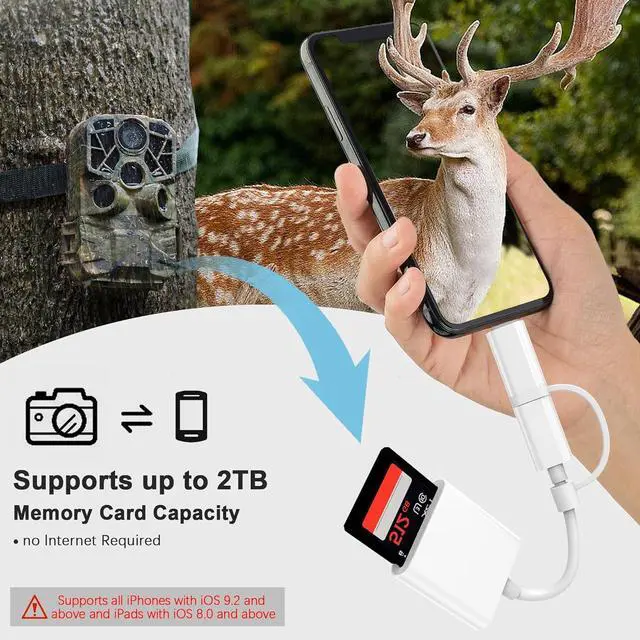 Alt view image 3 of 7 - SD Card Reader for iphone Dual and USB-C and Lightning Connector Memory SD Card Adapter Type C Memory Card Camera Reader for SD SDXC SDHC Compatible with iPhone iPad Trail Game Camera Plug and Play