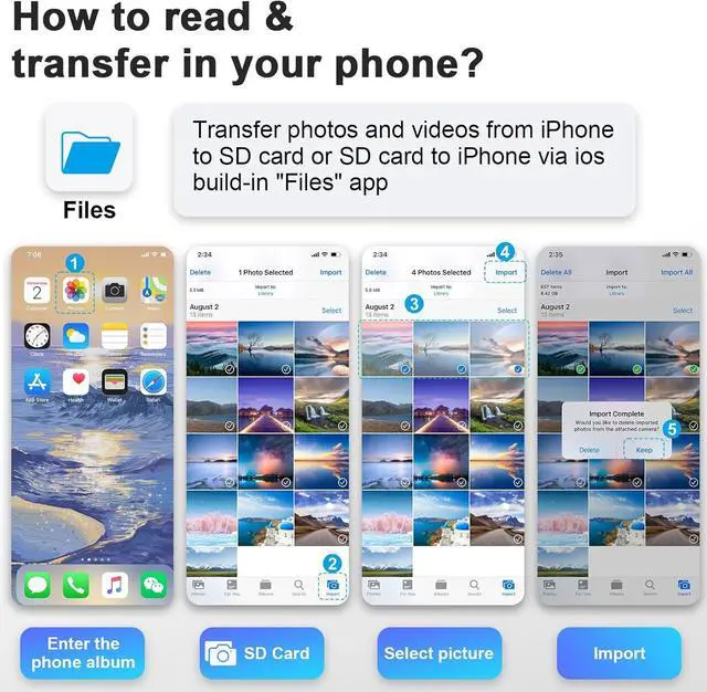 Alt view image 4 of 7 - SD Card Reader for iphone Dual and USB-C and Lightning Connector Memory SD Card Adapter Type C Memory Card Camera Reader for SD SDXC SDHC Compatible with iPhone iPad Trail Game Camera Plug and Play