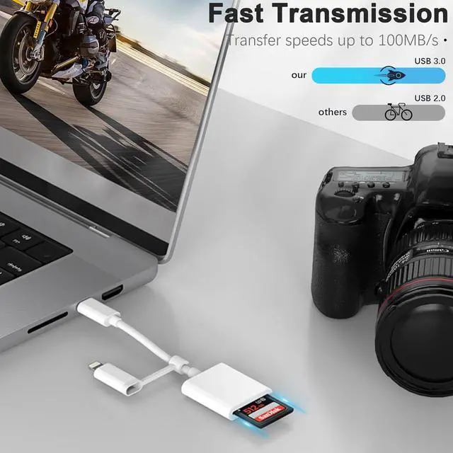 Alt view image 6 of 7 - SD Card Reader for iphone Dual and USB-C and Lightning Connector Memory SD Card Adapter Type C Memory Card Camera Reader for SD SDXC SDHC Compatible with iPhone iPad Trail Game Camera Plug and Play