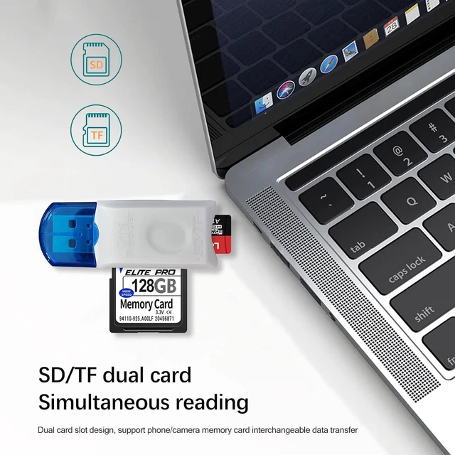 Alt view image 3 of 7 - 4 Pack USB SD Card Reader for PC Micro SD Card to USB Adapter Camera Memory Card Reader for Laptop